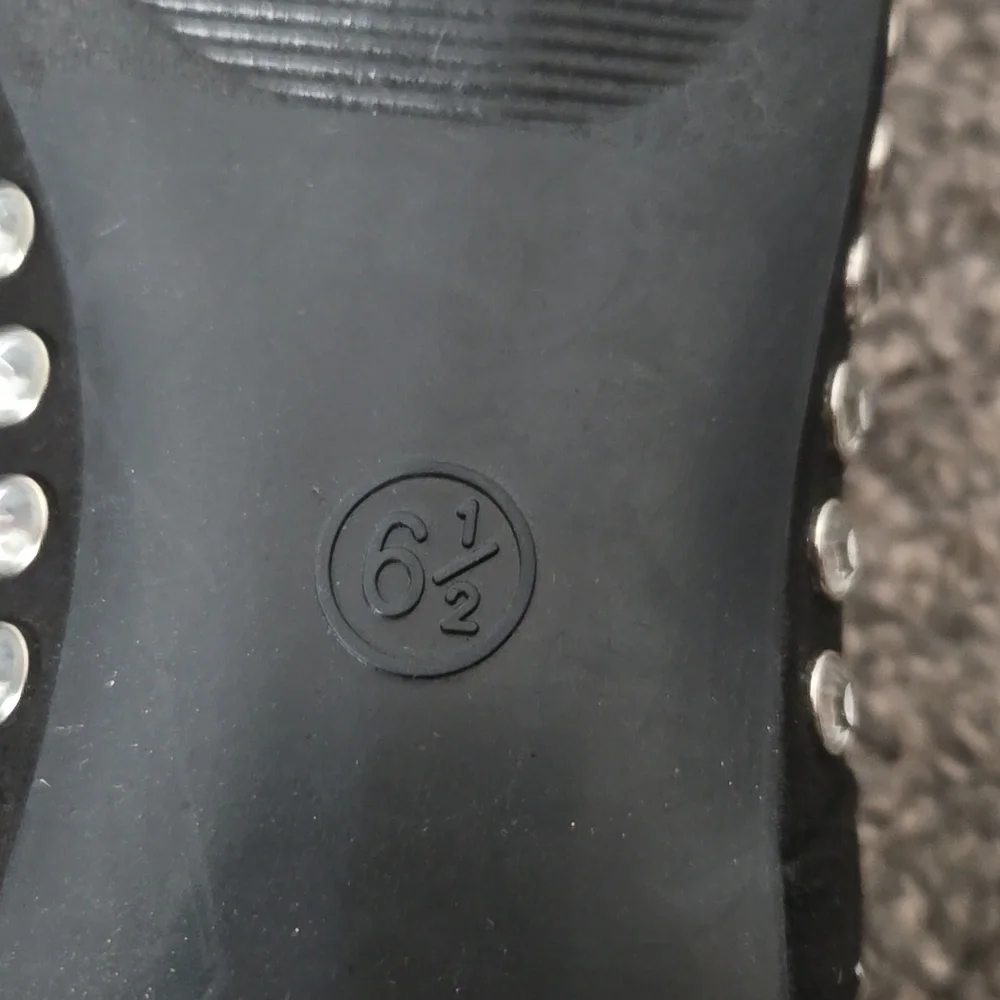 Black Rhinestone Studded Mary Jane Ballet Flats Style Shoes, Size 6.5, NEW W/Tag - Picture 7 of 15